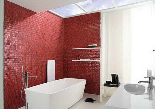 Правила использования красного цвета для декора ванной комнаты